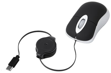 YAOGUI Petite souris filaire USB C rétractable pour enfants, 1000 dpi optique de voyage, PC, ordinateur de bureau, ordinateur portable, étudiant