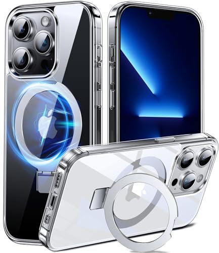 Chicfun Magnetisch Ständer für iPhone 13 Pro Max Hülle MagSafe [Nr.1Magnetkraft+Handlicher Ständer+Militär Stoßfest] Schutzhülle iPhone 13 Pro Max Case Cover Silikon Bumper Durchsichtig