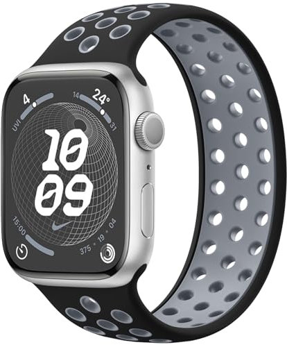 Charlam Sportiva Loop Cinturino Compatibile con Cinturino Apple Watch 40mm 41mm 38mm, Cinturini in Silicone Morbido e Traspirante per iWatch Serie 9 8 7 6 5 4 3 SE Ultra, Donne Uomini, Nero/Grigio