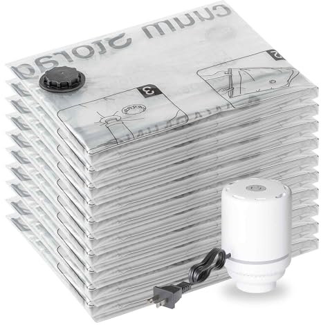 Vakuum-Aufbewahrungsbeutel, 10 Jumbo-Beutel mit elektrischer Pumpe, 10 Jumbo-Reisekleidung, platzsparende Kompressionsbeutel für Kleidung, Kissen, Bettdecken, Decken