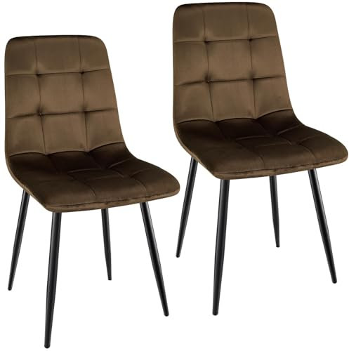 ANVOFONG Esszimmerstuhl 2er Set, Verdickte Holländischen Samt Kissen Esszimmerstuhl Geeignet für Esszimmer Küche Essen, Studie Lesen, Wohnzimmer Freizeit, Braun.