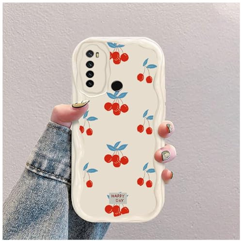 hdqICase Hülle Kompatibel mit Xiaomi Redmi Note 8 2021/Redmi Note 8 Weiß | Kirsche Welle Silikon Weich