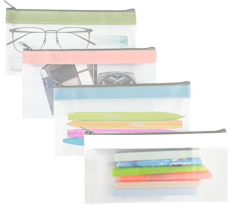 Maxmoc Mäppchen Durchsichtig, 4er-Pack Federmäppchen aus weichem PVC, großer Kapazität, tragbare Mäppchen, Kosmetiktasche, Reise- und Kulturtasche, Schlüsseltasche, Geldbörse, für Schule, Büro