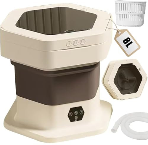 Lavatrici Portatili da 8 l, Mini Lavatrice 2 in 1 con 3 modalità di Pulizia, Lavatrice da Campeggio con centrifuga, Display Digitale, Maniglia, per Vestiti del Bambino, Biancheria Intima, Campeggio