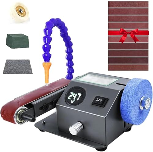 Aiguiseur de couteaux électrique 350 W avec lame de polissage - Ponceuse à banc humide, machine multifonction pour ciseaux, petite polisseuse, ponceuse à sec et humide réglable