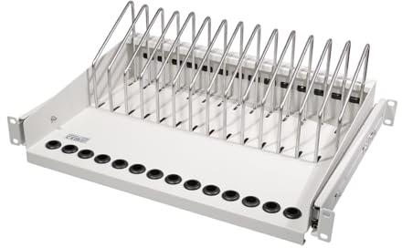 LogiLink SF100G - Extendible 19 Inch Shelf for Notebooks, Tablets and Smartphones, Max. 14 Devices, Colour: Grey
