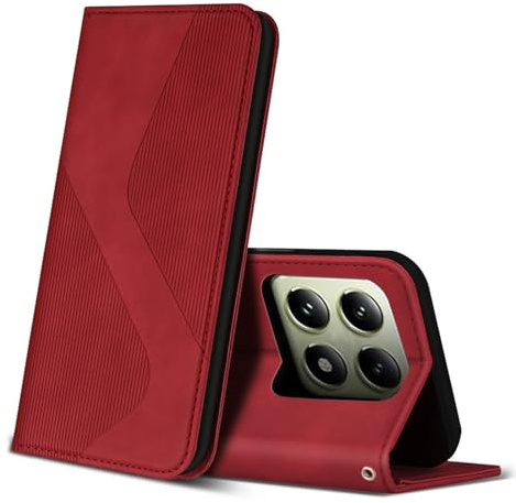 ZONNAVI Cover per Xiaomi 14T, Flip Custodia Pelle PU con [Slot Cart] [Supporto Stand] [Magnetica], Cover a Libro Portafoglio per Xiaomi 14T 5G (Rosso)