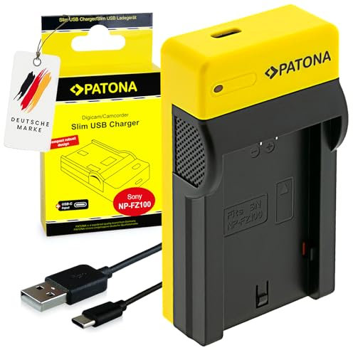 PATONA USB-C Slim Ladegerät für NP-FZ100 FZ100 Akkus Kompatibel mit Sony Alpha 7 7C 7R 7S A7S A7R III IV V A7C II A7M3 A7M4 9 9R 9S A9 II A9R A9S ILME-FX3 FX30 ZV-E1 BC-QZ1