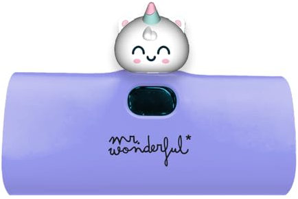 MR Wonderful - Mini Power Bank 5.000 mAh Gaticornio Tipo C MrW - Batería Externa Ligera con Carga Rápida - USB-C