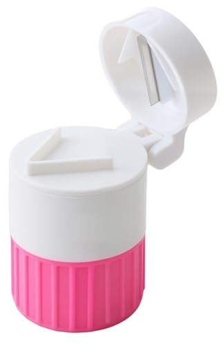 4-in-1 Pill Crusher Tablet Cutter Splitter Grinder Rose Red | Stainless Steel Grinding Head, Storage Box, Portable Design, For Small Pills, Tablets, Elderly, Kids, Pets, Travel & Home Use