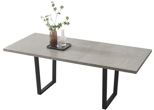 JIEXI Extensible Table de Salle à Manger MDF, 4-6 Personnes de Cuisine en Bois avec Structure métallique pour Salle à Manger, Cuisine (130-170 Table)