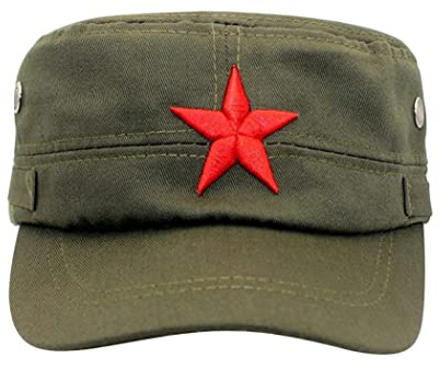 Pineeseatile Army Cap, Baseball Cap Red Star Armee Vintage Männer Flacher Top Cooler Hut Bestickt rot fünffacher Stern Flach
