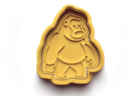 Orang-Utan Keksausstecher Landtiere – Ausstechform Tiermotiv aus PLA – 3D-gedruckter zweiteiliger Ausstecher mit Stempel – Affe Affenmotiv für Kinder, Backspaß, Dschungel-Fans, Geschenkidee