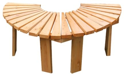 BZJPRFC Halbrunde Baumbank,Holz-Hofstuhl,Rückenloser Terrassen-Esssitz,Freie Kombination Von Formen,180° Gebogene Umhüllung,Für Die Außenterrasse(Color1)