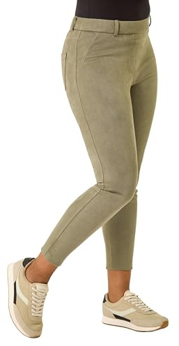 Roman Petite Faux Suede Stretch Jeggings for Women UK - Ladies Everyday Autumn Winter Comfy Soft Evening Vacation Work Party Night Out