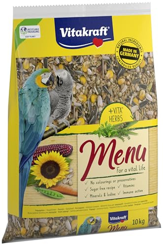 Vitakraft Menu 10 kg, Nourriture Principale pour perroquets, avec vitamines, avec Complexe immunitaire Actif et Herbes (1 x 10 kg)