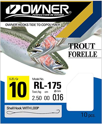 Owner RL175 Forellenhaken 150cm blau - 10 Angelhaken, Gr./Durchmesser/Tragkraft:Gr. 8/4.7kg /0.22mm