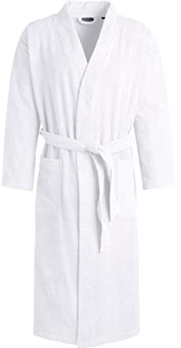 Egeria TOPAS Unisex Bademantel in Kimonoform für Damen und Herren, Größe M, Farbe White