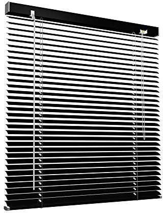 Victoria M. Store vénitien en Aluminium pour fenêtres et Portes - sans pré-perçage, Clips de Serrage Inclus - 130 x 130 cm Noir