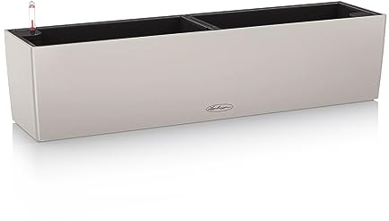 Lechuza Balconera Color 80 - Vaso per fiori autoirrigante, in plastica, per interni ed esterni, con foro di drenaggio, 19 x 80 x 19 cm, colore: marrone sabbia