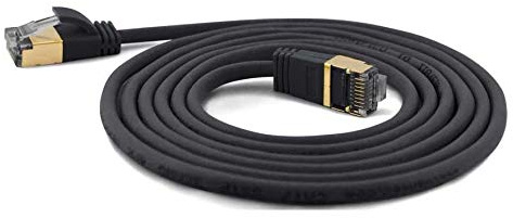 wantecWire Extra dünnes Patchkabel CAT.7 Kabel, CAT.6 Stecker SSTP geschirmt, Länge 0.25 m, schwarz