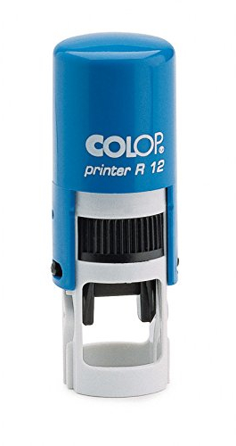 Stempel Colop Printer R 12 custom (ø12 mm - 2 Zeilen) mit individueller Textplatte Farbe Blau
