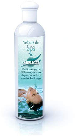 Camylle - Velours de Spa Le Délicat - Fragrance à base d'Huiles Essentielles 100% Pures et Naturelles pour Spa - Aux arômes d'agrumes sur une douce tonalité de fleur d'oranger - 500ml