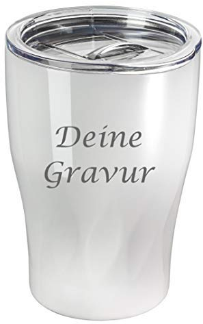 Schmalz® Edelstahl Vakuum-Isolierbecher Trinkbecher Reflects KAPUNDA Thermobecher mit Gravur Isolierbecher graviert Lasergravur personalisiert individuell (weiß)