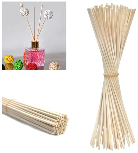 Simoutal - Bastoncini di ricambio per diffusore di oli essenziali, 50 pezzi, in legno di rattan, bastoncini di ricambio per diffusore di aromi (naturale, 20 x 3 mm)