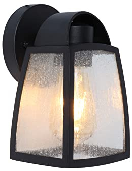 Eco Light Kelsey, moderne Wandlampe, Blasenglas-Diffusor, Smart Leuchtmittel geeignet, warmweißes Licht, Aluminium, IP44, Outdoor, Schwarz