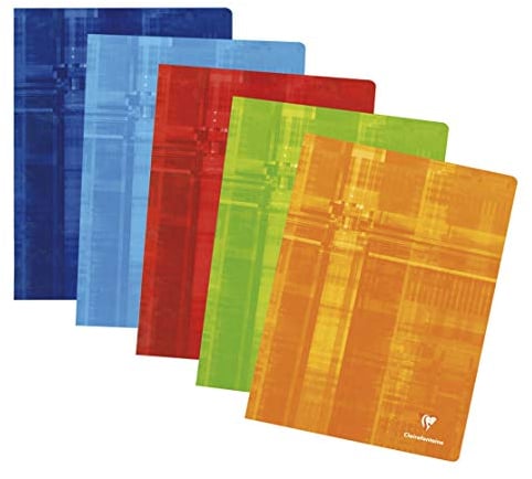 Clairefontaine 3311C - Packung mit 10 Heften, DIN A4+ 24x32cm, geheftet, 90 g, 24 Blatt, französische Lineatur, farbig sortiert, 1 Pack