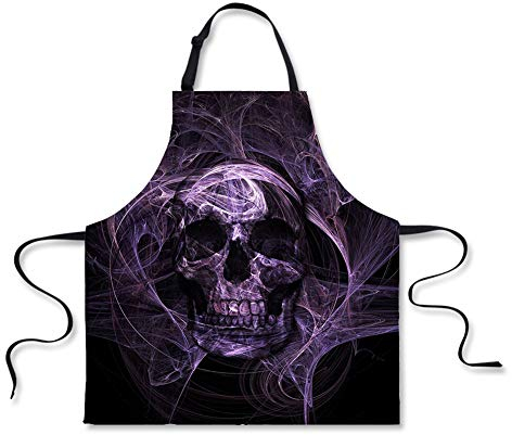 Boyouth Totenkopf-Schürze, Totenkopf-Muster, Digitaldruck, wasserdichte Latzschürze mit verstellbaren Nackenriemen für Erwachsene, Damen, Herren, Totenkopf 04, Einheitsgröße