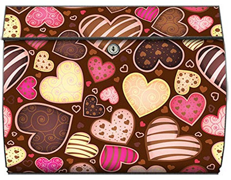 motivX-Ideenwerkstatt Briefkasten Swing Wandbriefkasten mit Motiv Herzen bunt