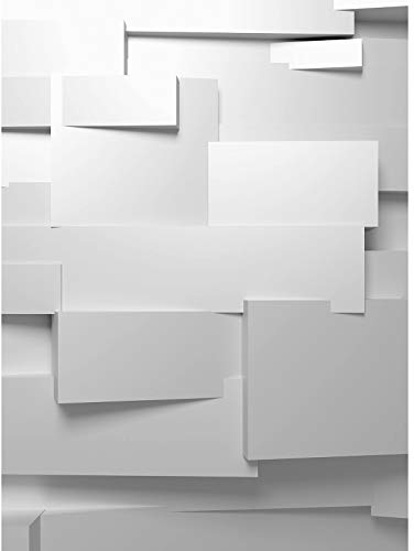 Hochformat Fototapete futuristisch | Büro und Küchen Fototapete mit 3D Motiv geometrisch | Grafische Tapete in Weiß dreidimensional