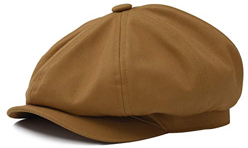 BOTVELA Men's 8 Piece Newsboy Flat Cap 100% Cotton Gatsby Ivy Golf Cabbie Hat (Brown, 7 1/8)