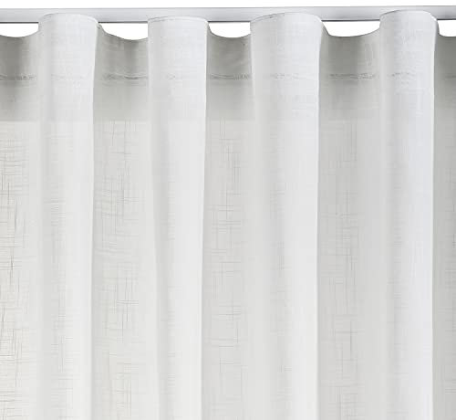 STORESDECO Tende per Interni Effetto Lino | Tende per Camera da letto, Soggiorno, Salotto |Tenda Bianca, 300 cm x 300 cm |Tende Moderne con Nastro 300 cm altezza