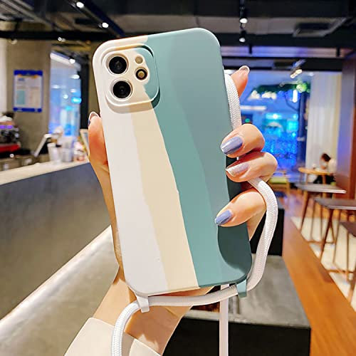 Emlivi Coque pour iPhone 11 Pro avec Cordon, Etui de Silicone Houss de Collier Réglable Longueur Chaîne Shock-Absorption Souple TPU Bumper Coque pour iPhone 11 Pro Case - Coloré Vert