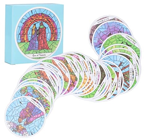 Natudeco 78-teiliges rundes Tarot-Karten-Deck-Set Anfänger-Brettspiel Wahrsagen-Spiel Vintage Wahrsagen-Werkzeuge für alle Schwierigkeitsstufen