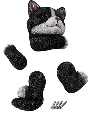 SHACAMO Baumdeko Dekofigur Baumgucker Tier Deko Tier Baumtier Baumhänger Katze schwarz