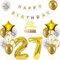 Luftballon 27. Geburtstag deko mann Gold Weiß Geburtstagsdeko 27 Jahre Geburtstag dekoration Weiß Gold Folien Ballon 27 Geburtstag frau junge deko Tortendeko 27th Happy Birthday deko