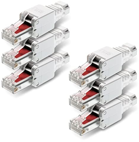 NEXMEX 6x RJ45 CAT 6 Netzwerkstecker werkzeuglos 250 MHz UTP Crimpstecker Stecker ohne Werkzeug für CAT6 CAT6A CAT5e Netzwerkkabel Patchkabel Verlegekabel AWG 22-26 Kabel Ø bis 7,5 mm Ethernet LAN