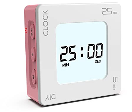 ThreeH Schüttel Timer Wecker 5, 25 Minuten und Jede Minute Zeitmanagement-Tool für Kochen Meeting Fitness Rosa