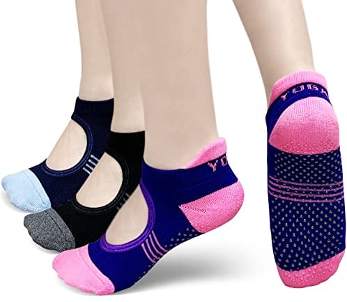 PUTUO Yoga Pilates Socken für Damen: Stoppersocken ABS Rutschfeste Socken Baumwolle für Barre Ballett Tanz - Frauen Anti Rutsch Socken Yogasocken 37-42