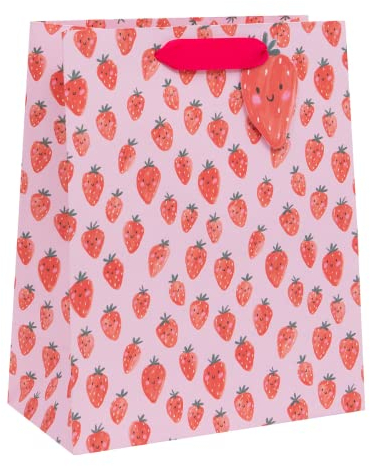 Glick Luxus Große Geschenktüte Sweet Strawberries von Kate McFarlane, 20 x 315 x 135 mm, Rot & Pink
