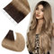 UK-Fashion-Shop Tape Extensions Echthaar - Haarverlängerung 100% Echthaar Extensions Tape In glatt 45cm 25g #4T27 schokoladenbraun Ombre dunkelblond