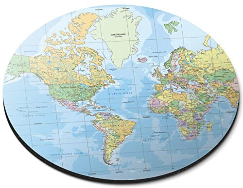 Destination Vinyl ltd World Map Globe Earth Flexible Round 5mm Rubber Mouse Mat Pad Office Home Novelty Printed Desk Accessory #170942