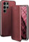 ONEFLOW Business Case for Samsung Galaxy S23 Ultra, Foldable Mobile Phone Case with Stand Function, Flip Case Cover, Thin, PU Leather Case with Card Slot, 360 Degree Protective Case, Wine Red