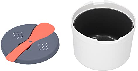 Horno de Microondas para el Hogar, Olla Arrocera, Vaporera de Arroz de 2 Capas, Resistente a Altas Temperaturas, Olla de Vapor, Olla Arrocera, 6 Tazas