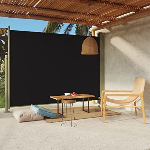 FIRBNUS Seitenmarkise Ausziehbar 220x300 cm Schwarz Sichtschutz Balkon Sichtschutz Garten Sonnenschutz Terrasse Sonne- und Windschutz für Balkon Terrasse Garten Schlichte und Stilvolle Design