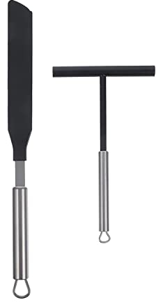 LATRAT Crepes Distributor Set, Dough Distributor for Crepes, Galettes and Pancakes, Distributes the Dough Ultra Thin and Even (Stainless Steel + Silicone)